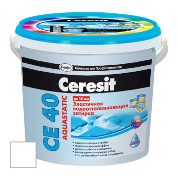 Затирка цементная Ceresit CE 40 Aquastatic белая №01 2 кг Затирка цементная Ceresit CE 40 Aquastatic белая №01 2 кг