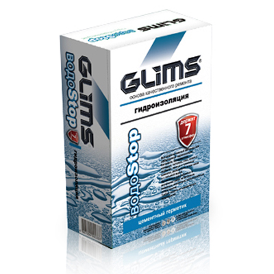Высокоэффективная цементная гидроизоляция Glims ВодоStop 20 кг Высокоэффективная цементная гидроизоляция Glims ВодоStop 20 кг