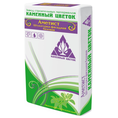 Штукатурка цементная Каменный цветок Аметист серая 25 кг
