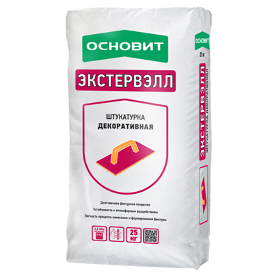 Штукатурка цементная Основит Экстервэлл Короед 1,5 мм супербелый 25 кг