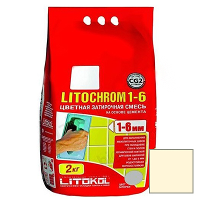 Затирка цементная Litokol Litochrom 1-6 С.480 ваниль 2 кг