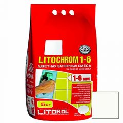 Затирка цементная Litokol Litochrom 1-6 С.00 белая 5 кг