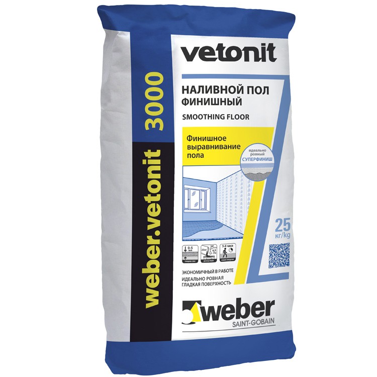 Универсальная смесь пол наливной Weber-Vetonit 3000 25 кг