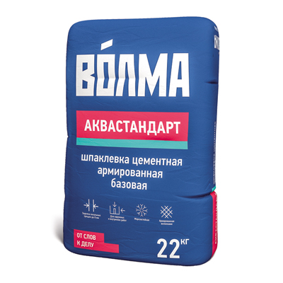 Шпатлевка цементная Волма Аквастандарт серый 22 кг Шпатлевка цементная Волма Аквастандарт серый 22 кг