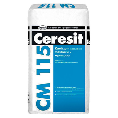 Клей для мозаики и мрамора Ceresit CM 115 белый 25 кг