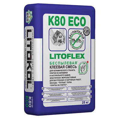Беспылевая клеевая смесь Litokol Litoflex K80 eco 25 кг Беспылевая клеевая смесь Litokol Litoflex K80 eco 25 кг