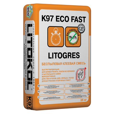 Беспылевая клеевая смесь Litokol Litogres K97 eco Fast 25 кг Беспылевая клеевая смесь Litokol Litogres K97 eco Fast 25 кг