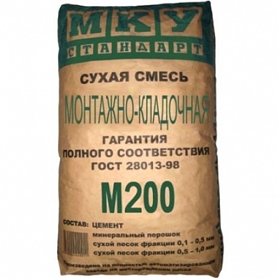 Смесь цементная МКУ Стандарт монтажно-кладочная М-200 40 кг