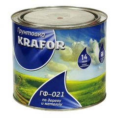 Грунтовка Krafor (Крафор) адгезионная ГФ-021 по дереву и металлу серая 2,7 кг
