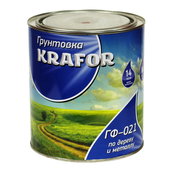 Грунтовка адгезионная Krafor ГФ-021 по дереву и металлу красно-коричневая 1,8 кг