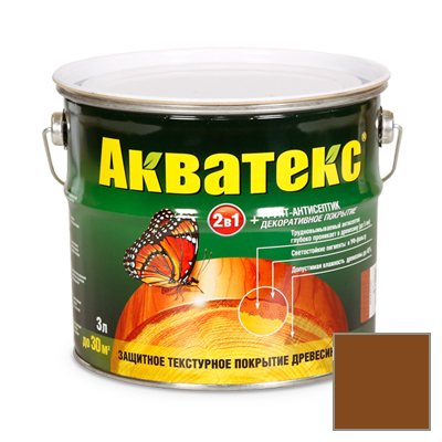 Защитно-декоративное покрытие Акватекс для древесины орех 3 л