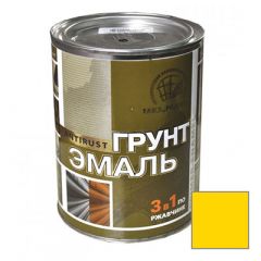 Грунт-эмаль РадугаМалер по ржавчине 3 в 1 для металла Желтый 1,9 кг