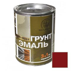 Грунт-эмаль РадугаМалер по ржавчине 3 в 1 для металла Красно-коричневый 0,9 кг