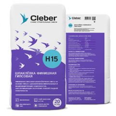 Шпаклевка гипсовая Cleber финишная H15 белая 20 кг