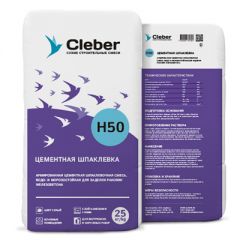 Шпаклевка цементная Cleber выравнивающая H50 белая 25 кг