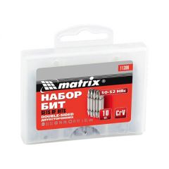 Набор двухсторонних бит 65 мм, SL-SL, PH-PH, PZ-PZ, 10 шт, Matrix (Матрикс), 11396