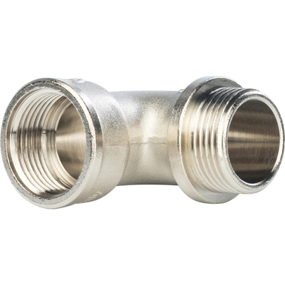 Угольник равнопроходный Stout (Стаут) с внутр.-нар. резьбой с упором никелированный 1 (SFT-0016-000001)