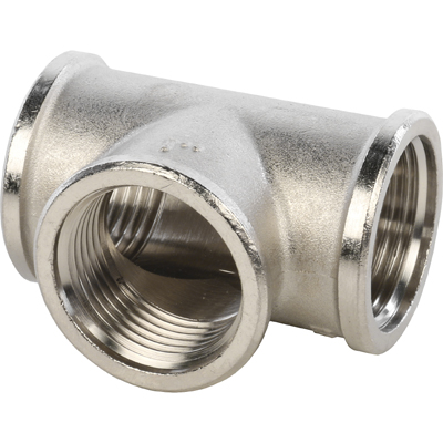 Тройник равнопроходный Stout (Стаут) с внутренней резьбой никелированный 1 (SFT-0020-000001)