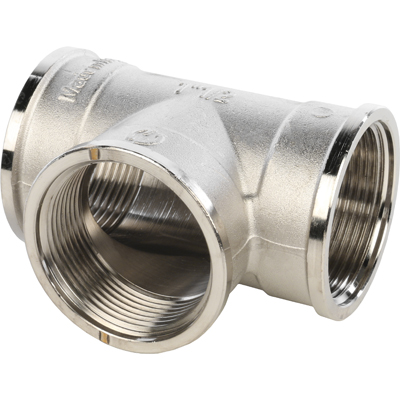 Тройник равнопроходный Stout (Стаут) с внутренней резьбой никелированный 1 1/2 (SFT-0020-000112)
