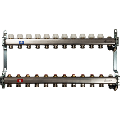 Коллекторный блок без расх. с клапаном Stout (Стаут) AISI 304L 1 на 3/4 дюйма 11 выходов (SMS 0932 000011)