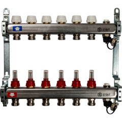 Коллекторный блок с расх. с клапаном Stout (Стаут) AISI 304L 1 на 3/4 дюйма 6 выходов (SMS 0927 000006)