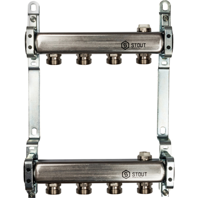 Коллекторный блок для радиаторов Stout (Стаут) AISI 304L 1 на 3/4 дюйма 4 выхода (SMS 0923 000004)