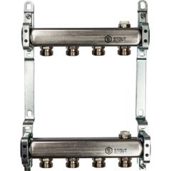 Коллекторный блок для радиаторов Stout (Стаут) AISI 304L 1 на 3/4 дюйма 4 выхода (SMS 0923 000004)