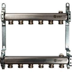 Коллекторный блок для радиаторов Stout AISI 304L 1 на 3/4 дюйма 6 выходов (SMS 0923 000006)