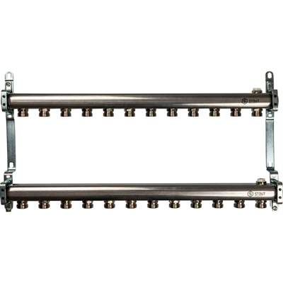 Коллекторный блок для радиаторов Stout (Стаут) AISI 304L 1 на 3/4 дюйма 12 выходов (SMS 0923 000012)