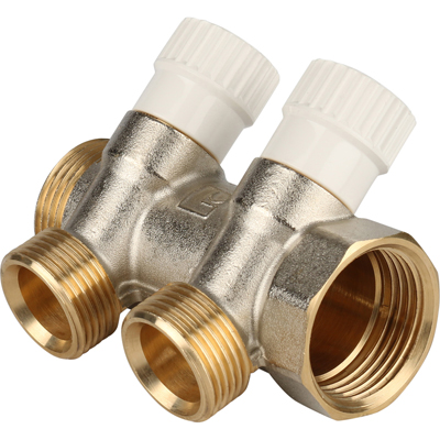 Коллектор никелированный белый Stout (Стаут) евроконус 1 на 3/4 дюйма 2 выхода (SMB 6851 013402)