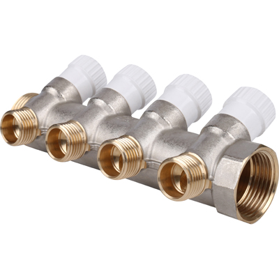 Коллектор никелированный белый Stout (Стаут) 1/2 на 1/2 дюйма 4 выхода (SMB 6851 011204)