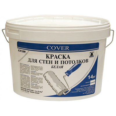 Краска акриловая Cover для стен и потолков белая 14 кг