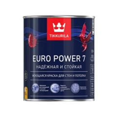 Краска моющаяся Tikkurila Euro Power 7 для стен и потолка надежная и стойкая база А 0,9 л