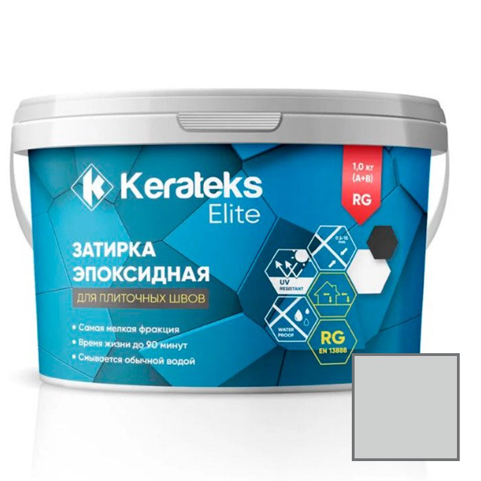 Затирка эпоксидная двухкомпонентная Kerateks Elite № 72 Серый 1 кг