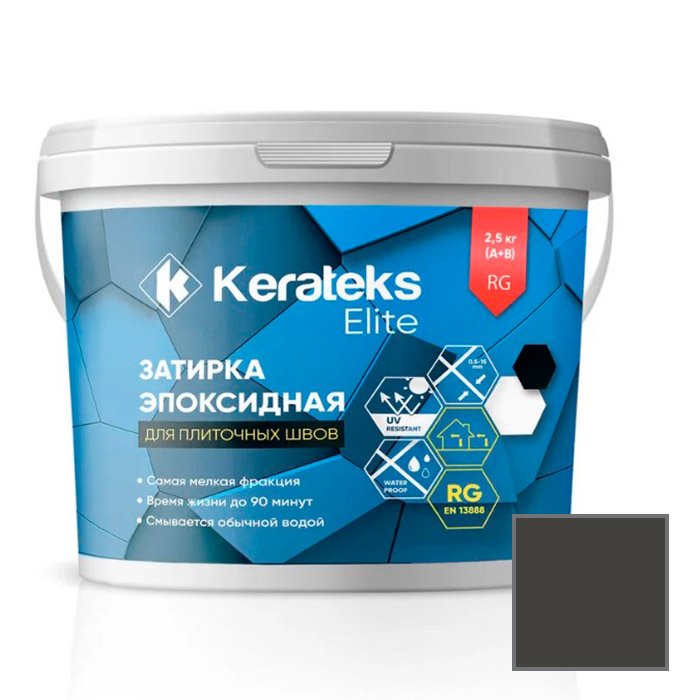 Затирка эпоксидная двухкомпонентная Kerateks Elite № 75 Серый цемент 2,5 кг