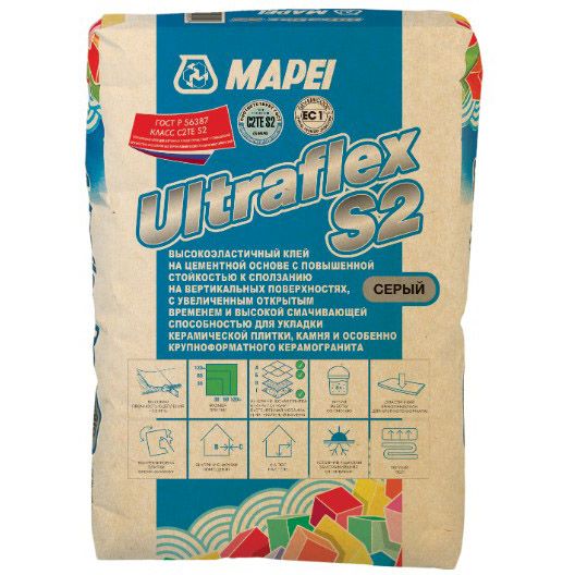 Клей для плитки Mapei Ultraflex S2 серый 25 кг