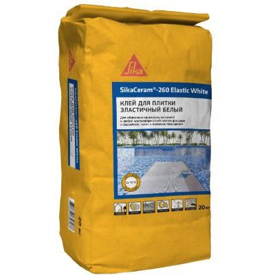 Плиточный клей Sika SikaCeram 260 Elastic White эластичный цементный 25 кг