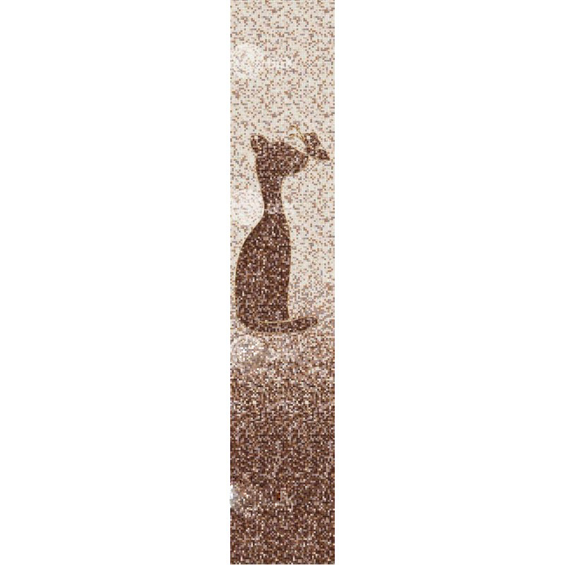 Панель ПВХ ламинированная с фотопечатью ВЕК Мозаика коричневая Кошка панно 2700х250х9 мм (1 м2)