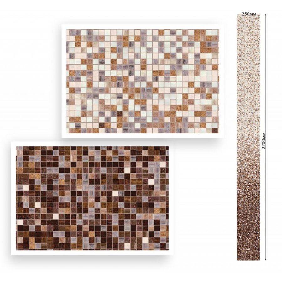 Панель ПВХ ламинированная с фотопечатью ВЕК Мозаика коричневая декор 2700х250х9 мм (1 м2)