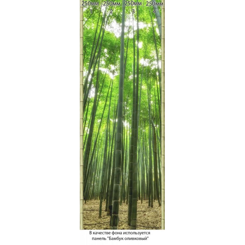 Панель ПВХ ламинированная с фотопечатью ВЕК Бамбук Оливковый Бамбуковый лес 2700х250х9 мм (1 м2)