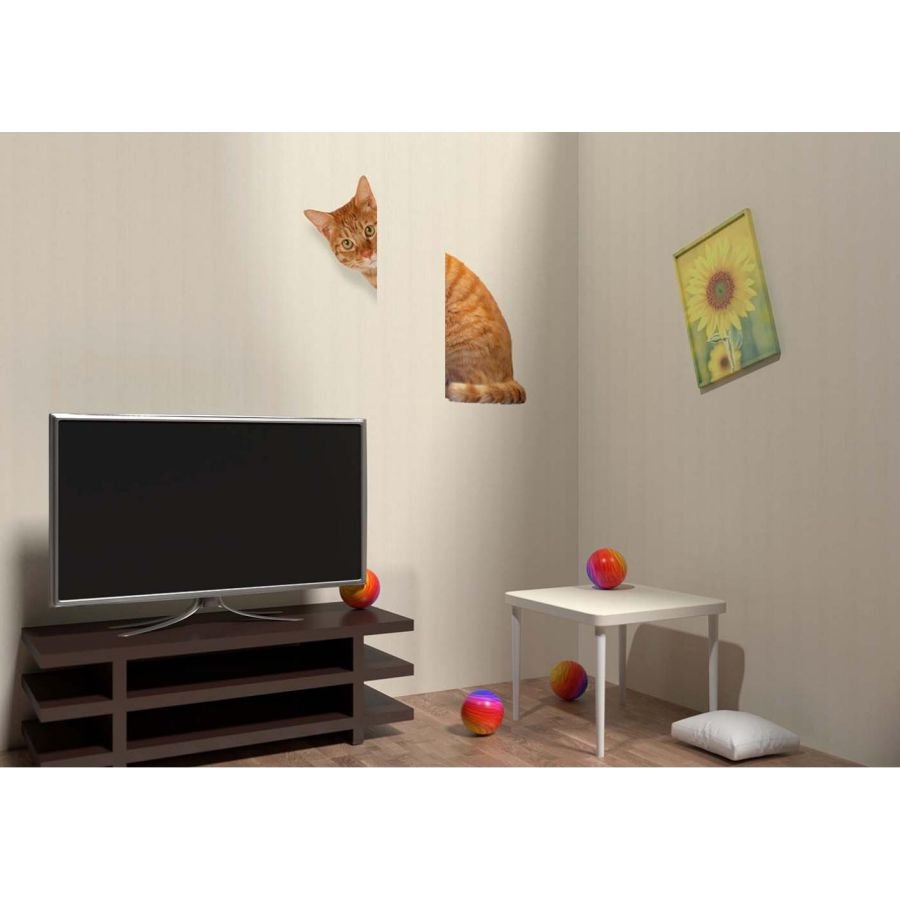 Панель ПВХ ламинированная с фотопечатью ВЕК (VEK) Лен серый панно Рыжий кот 2700х250х9 мм