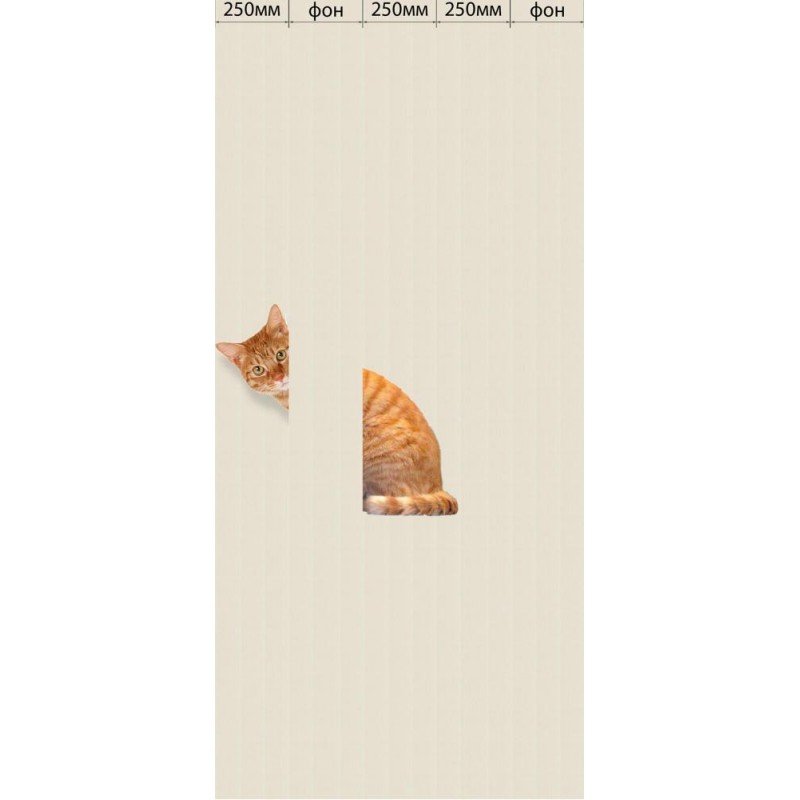 Панель ПВХ ламинированная с фотопечатью ВЕК (VEK) Лен серый панно Рыжий кот 2700х250х9 мм