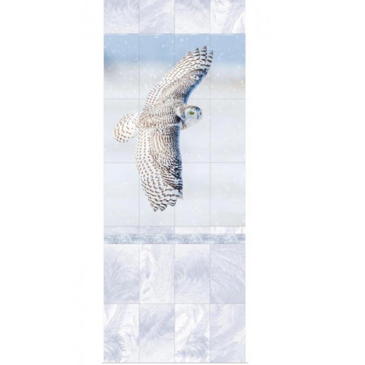 Панель ПВХ ламинированная с фотопечатью ВЕК (VEK) Зимние узоры Сова панно 2700х250х9 мм
