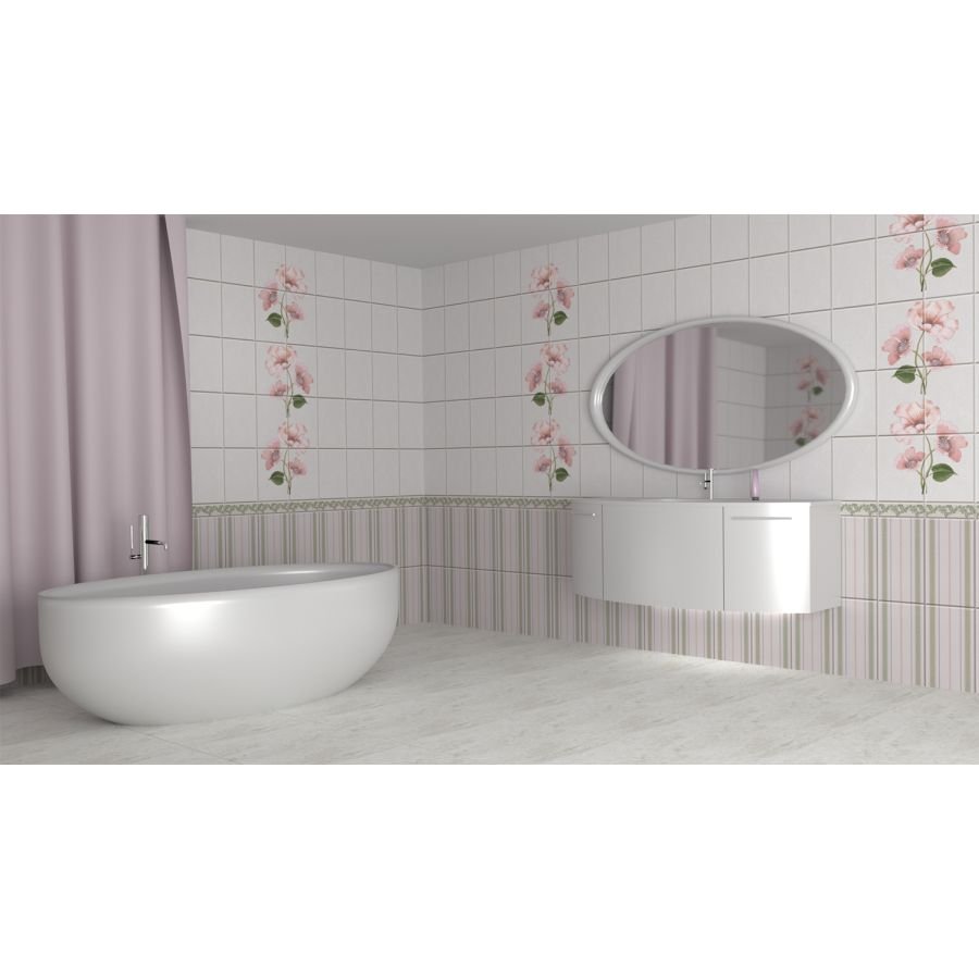 Панель ПВХ ламинированная с фотопечатью ВЕК (VEK) Камила розовая вставка 2700х250х9 мм