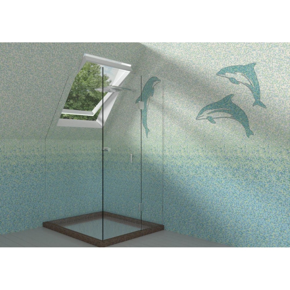 Панель ПВХ ламинированная с фотопечатью ВЕК Мозаика Бирюза Дельфин панно 2700х250х9 мм (1 м2)