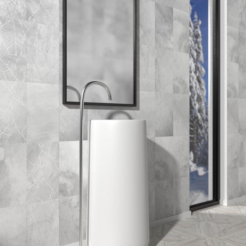 Панель ПВХ ламинированная с фотопечатью ВЕК (VEK) Блисс Серый декор 2700х250х9 мм