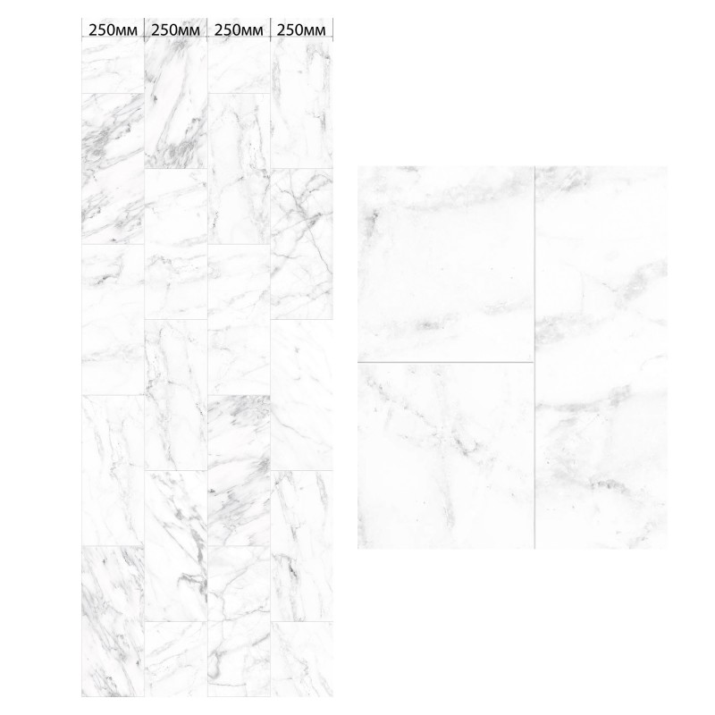 Панель ПВХ ламинированная с фотопечатью ВЕК Мрамор белый декор 2700х250х9 мм (1 м2)