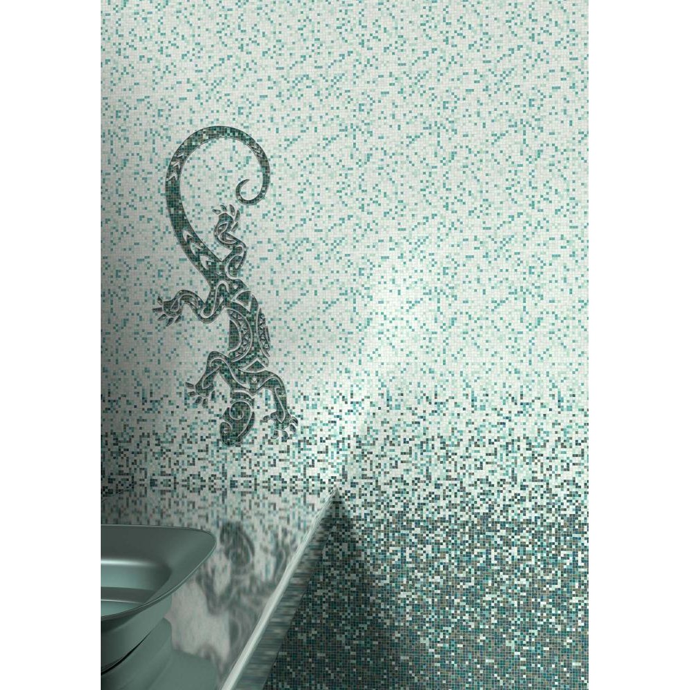 Панель ПВХ ламинированная с фотопечатью ВЕК Мозаика малахит - Саламандра панно 2700х250х9 мм (1 м2)
