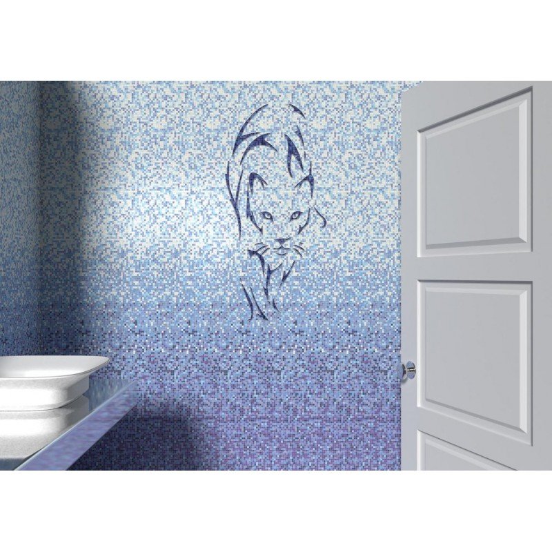 Панель ПВХ ламинированная с фотопечатью ВЕК (VEK) Мозаика ультрамарин - Пума панно 2700х250х9 мм