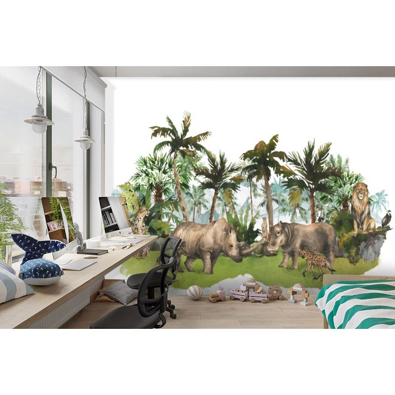 Обои виниловые на флизелине Design Studio 3D Животный Мир Животные на фоне гор в тропиках Гладкий песок (NKID-026)